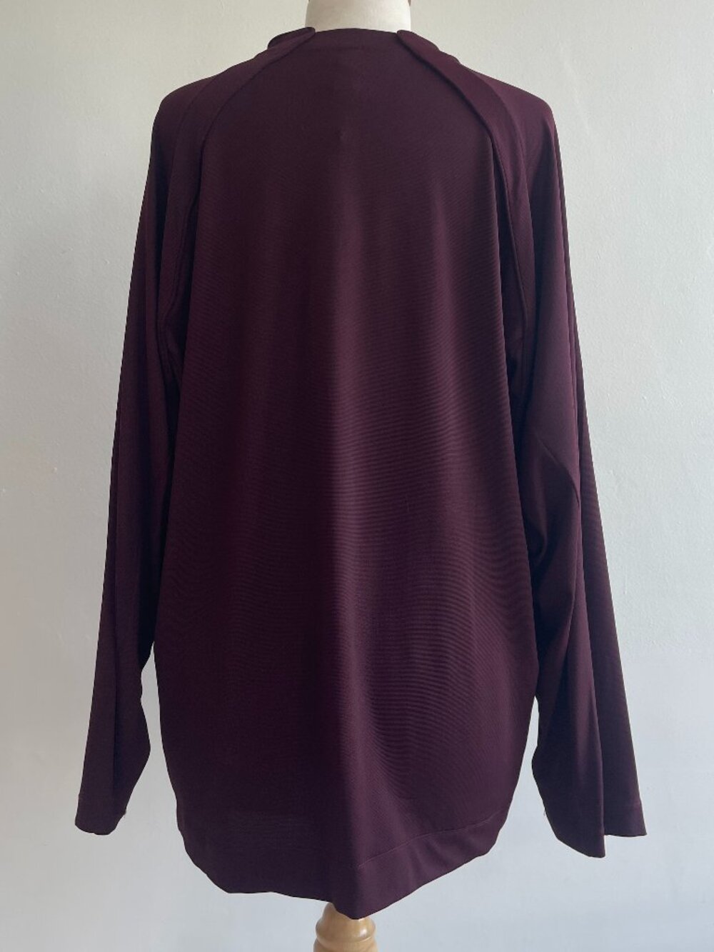 NikeSKIMS AIRY Burgundy V-Neck Oversized Long Sleeve Top - Picture 4 of 6